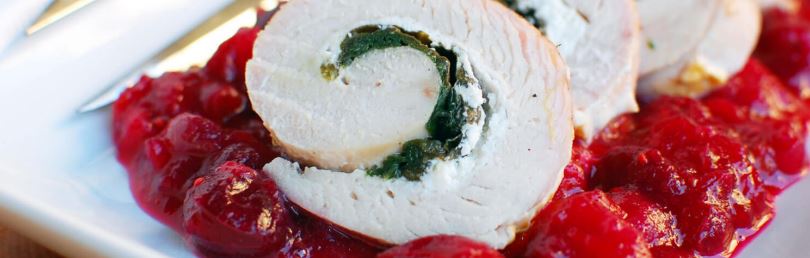 Turkey Rolls with Cranberry Sauce